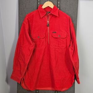 Vintage Structure Pullover Shirt Jacket Half Zip Corduroy Red Size S
